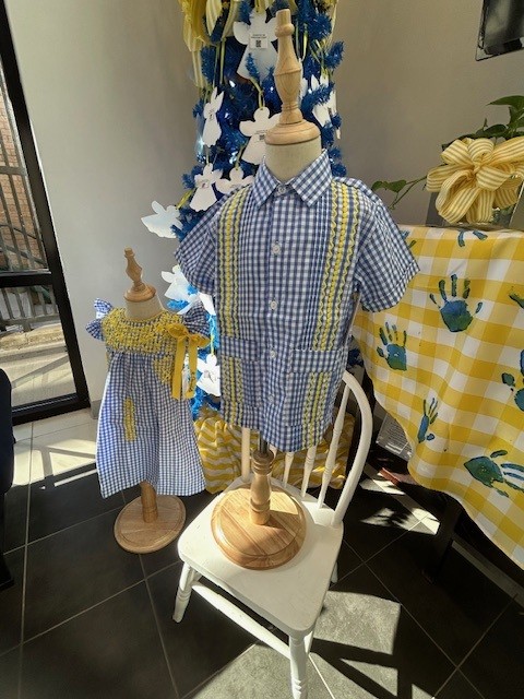 Embroidered Blue/Yellow Guayabera