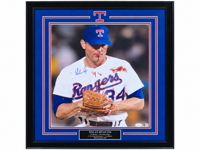 Framed Nolan Ryan 16x20 Bloody Lip phots