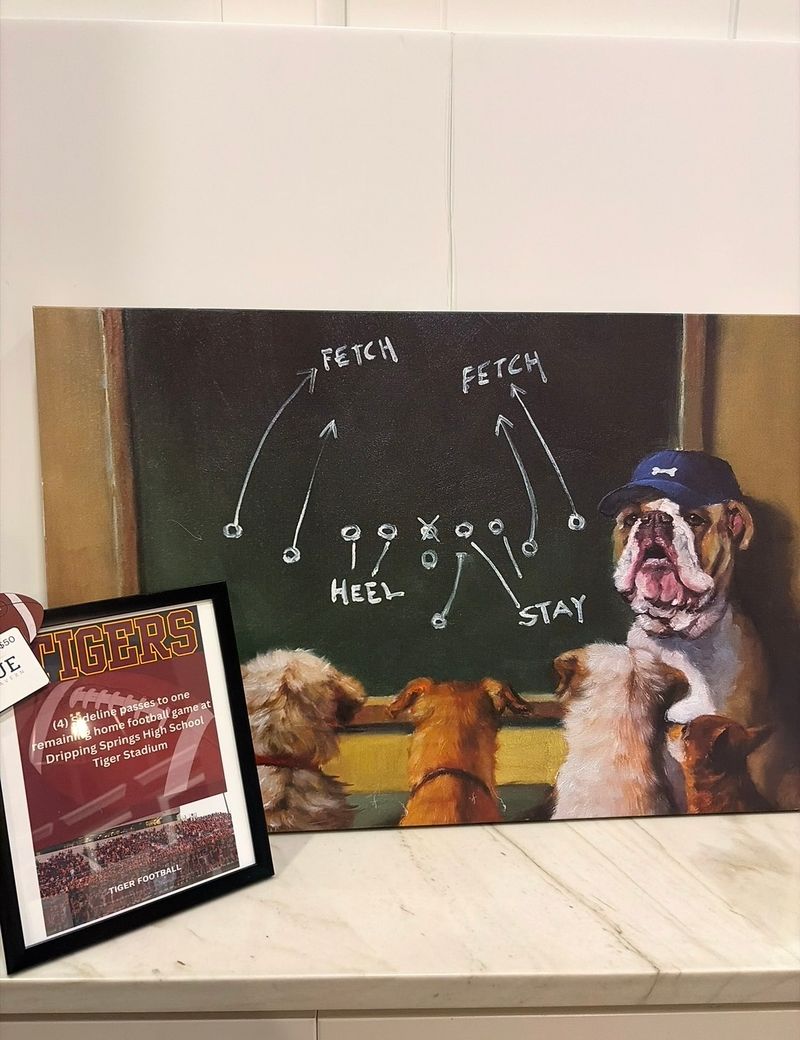 4 Sideline Passes to 1 Dripping Springs Home Football Game, $50 gift card to The League & Bulldog Football Wallart